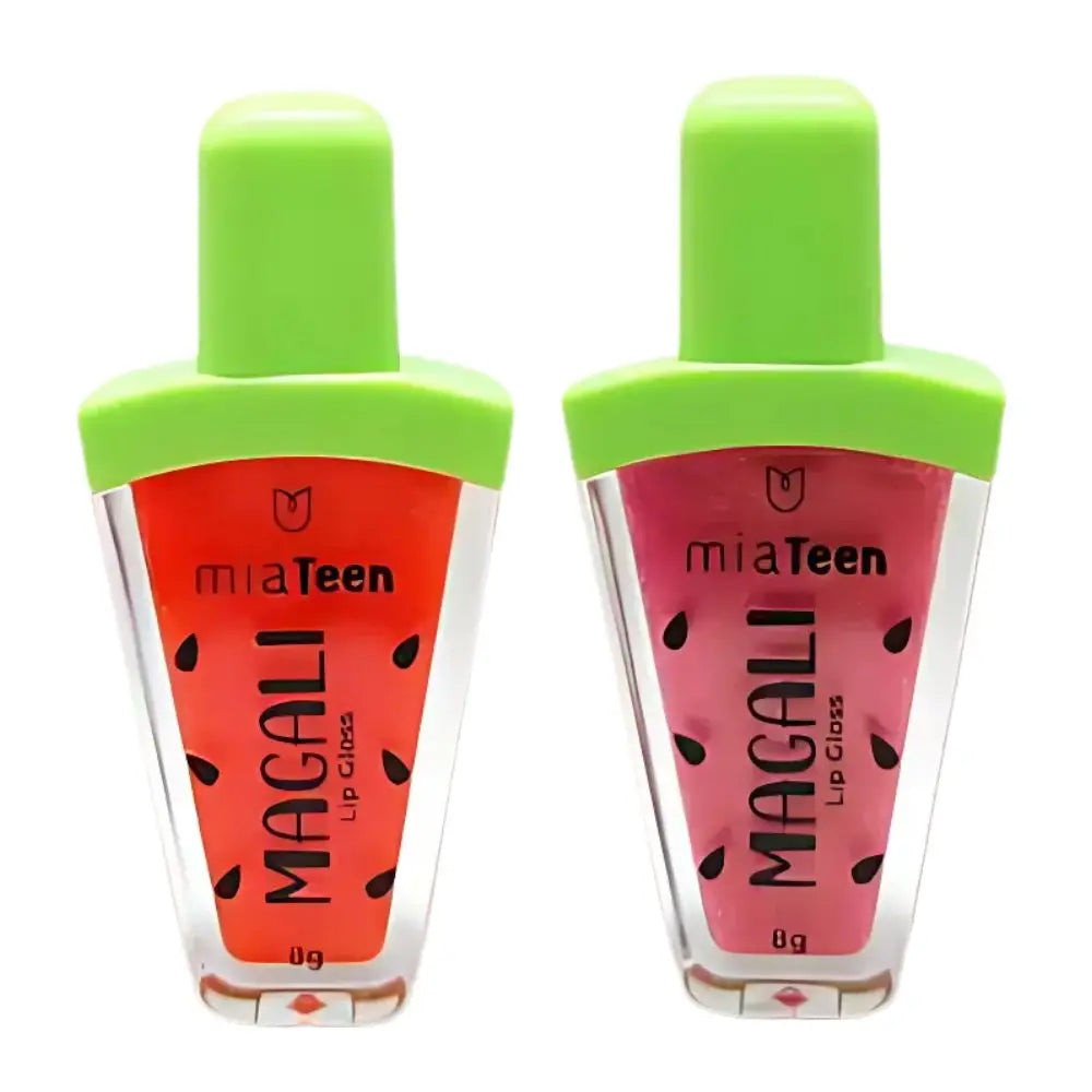 Kit c/ 2 Lip Gloss Hidratante Labial Magali Cheirinho Melancia Mia Make